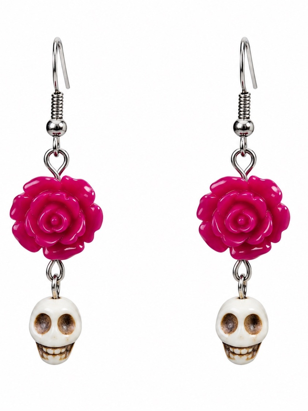 Stone Skull with Floral Earrings